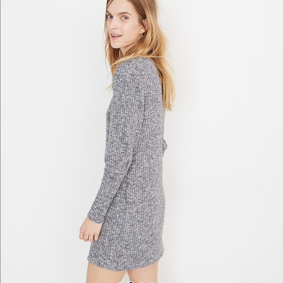 Madewell Ribbed Bubble-Sleeve Dress in grey - Picture 3 of 6